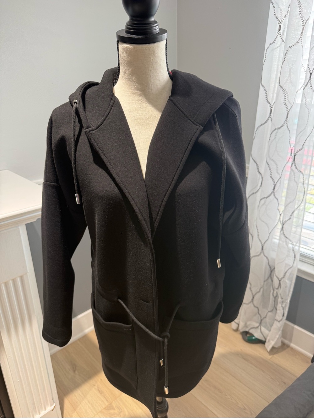 Bebe Cinched-Waist Hooded Jacket comfortable scuba Women’s Size M